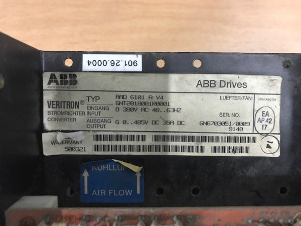 ABB Veritron , DriveType AAD 6101A V4, Input 380 VAC Output 0-485 VDC;S/N:GNT2018001R0001