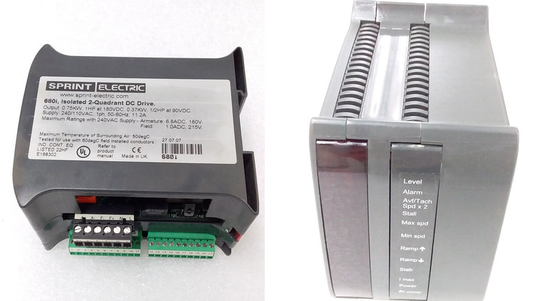 DC DRIVE; 240VAC, 50/60H, 0.75kW; INSOLATED 2-QUADRANT DC DRIVE; P/N:680i; SPRINT ELECTRIC
