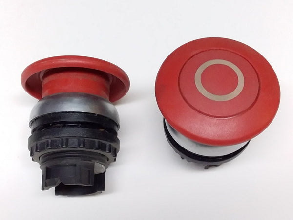 PUSH-BUTTON; 22.5mm; MUSHROOM RED+WHITE CIRCLE; SPRING RELEASE; P/N:M22-DP-R-X; MOELLER
