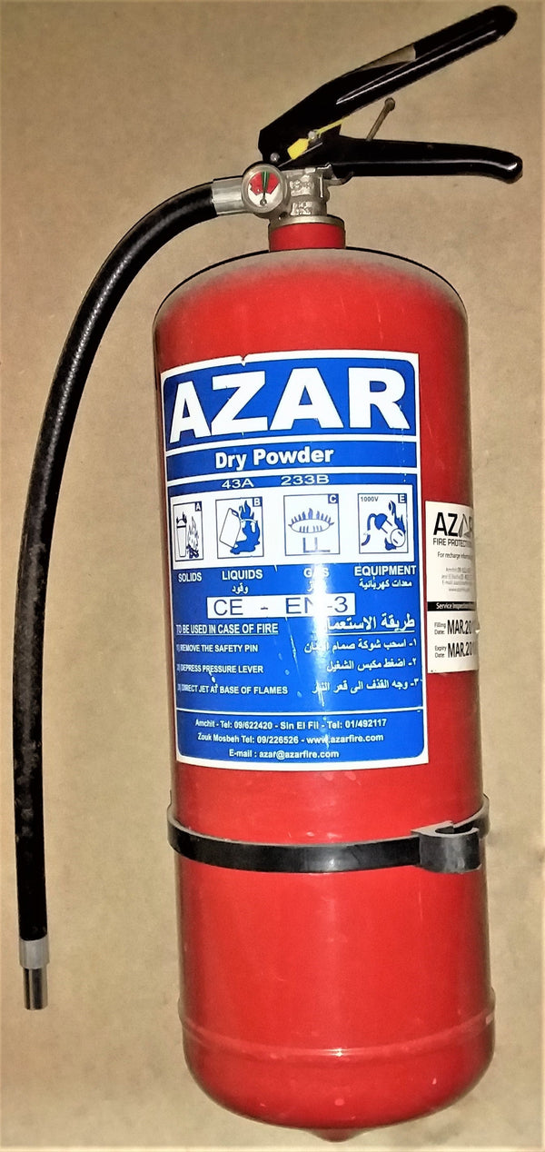 FIRE EXTINGUISHER; PORTABLE; 6 Kgs; ABC Dry Chemical; 90% MONO-AMMONIUM PHOSPHATE; UL Listed, FM Approved