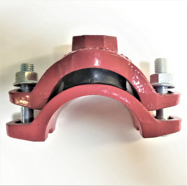MECHANICAL TEE - THREADED OUTLET; 2"x1/2"; THREAD: BSP; PRESSURE: 300PSI; COLOR: RAL3000 RED PAINT; UL/FM APPROVED