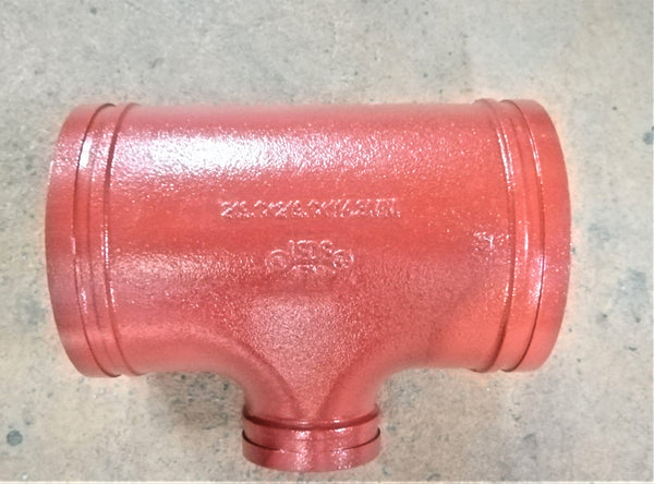 GROOVED REDUCING TEE; 8"x4"x8"; PRESSURE: 300PSI; COLOR: RAL3000 RED PAINT; UL/FM APPROVED