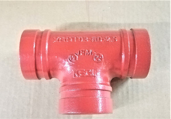 GROOVED REDUCING TEE; 10"x6"x10"; PRESSURE: 300PSI; COLOR: RAL3000 RED PAINT; UL/FM APPROVED