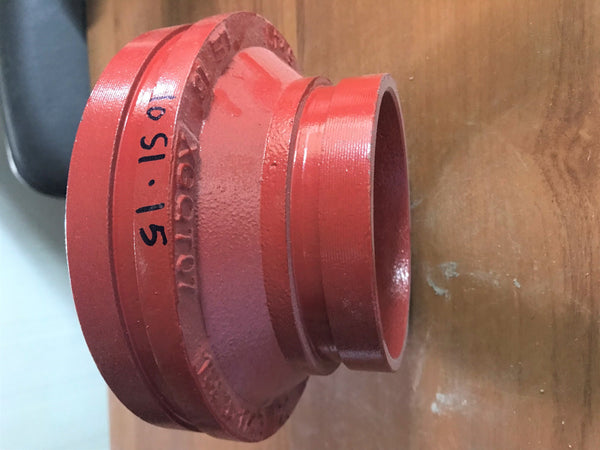 GROOVED REDUCING COUPLING; 6"x4"; PRESSURE: 300PSI; COLOR: RAL3000 RED PAINT; UL/FM APPROVED