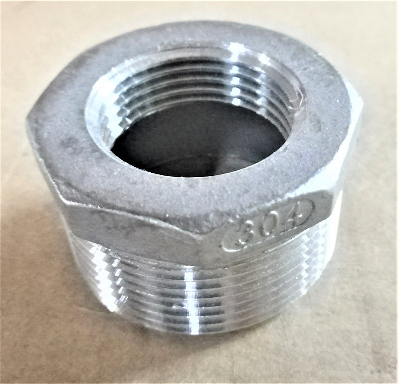 REDUCING BUSH; 1.1/2" x 1"; STAINLESS STEEL