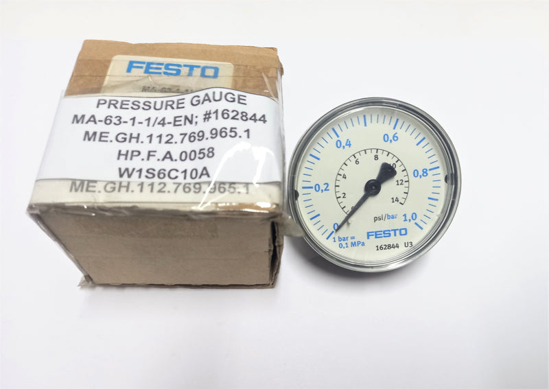 PRESSURE GAUGE; MA-63-1-1/4-EN; P/N:162844; FESTO