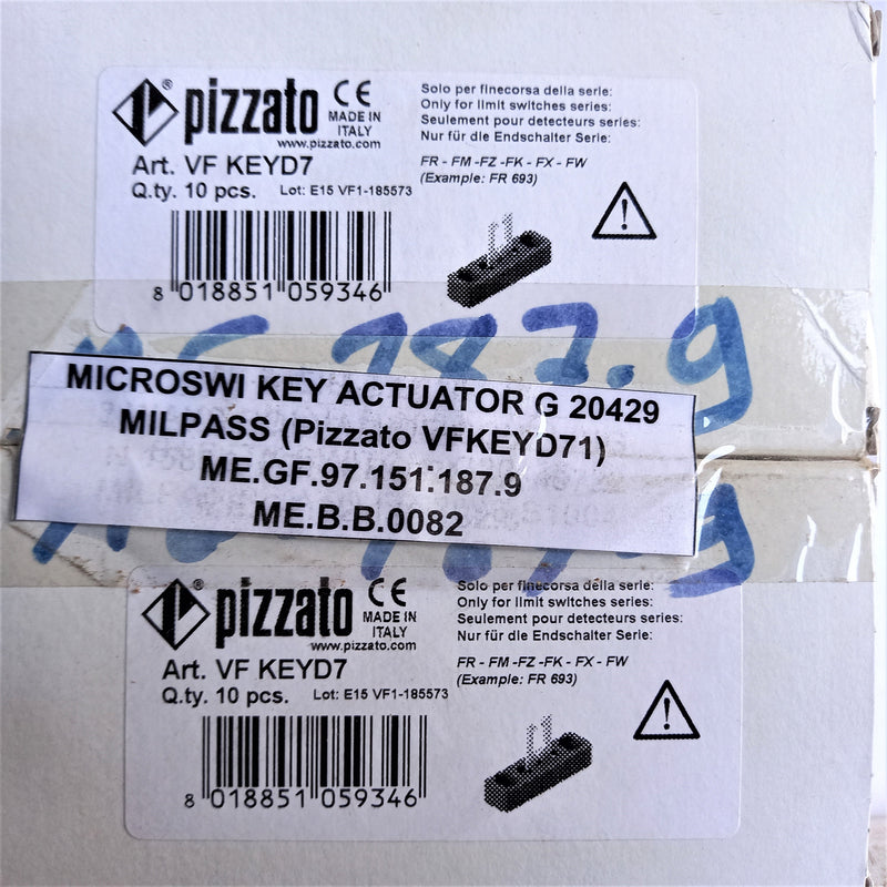 MICROSWITCH KEY ACTUATOR; VF KEYD7; PIZZATO