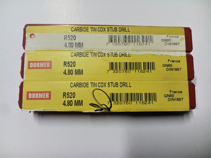 TWIST DRILL BIT; SOLID CARBIDE; D1=4.8mm; TiN; R5204.8; DORMER