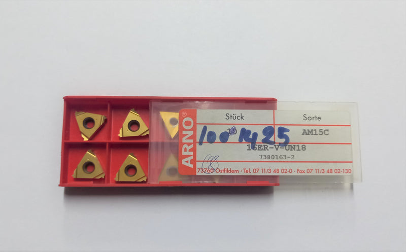 CARBIDE INSERT; THREADING; EXTERNAL; 16ER-V-UN18 AM15C; ARNO